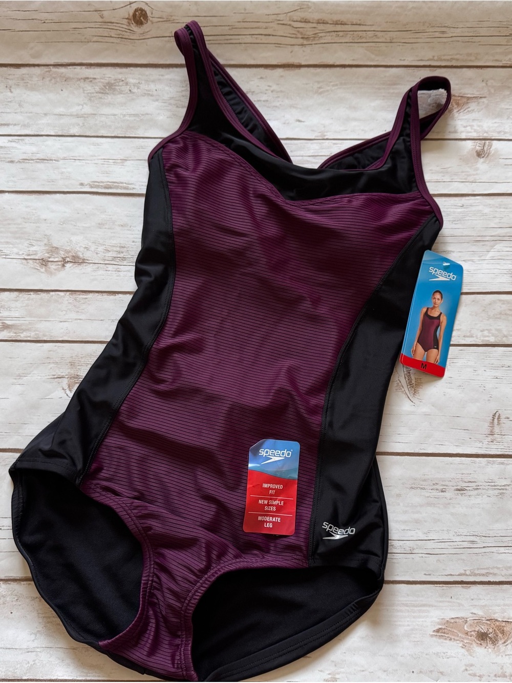 Speedo Plum and Black Classic Training One-Piece Swimsuit